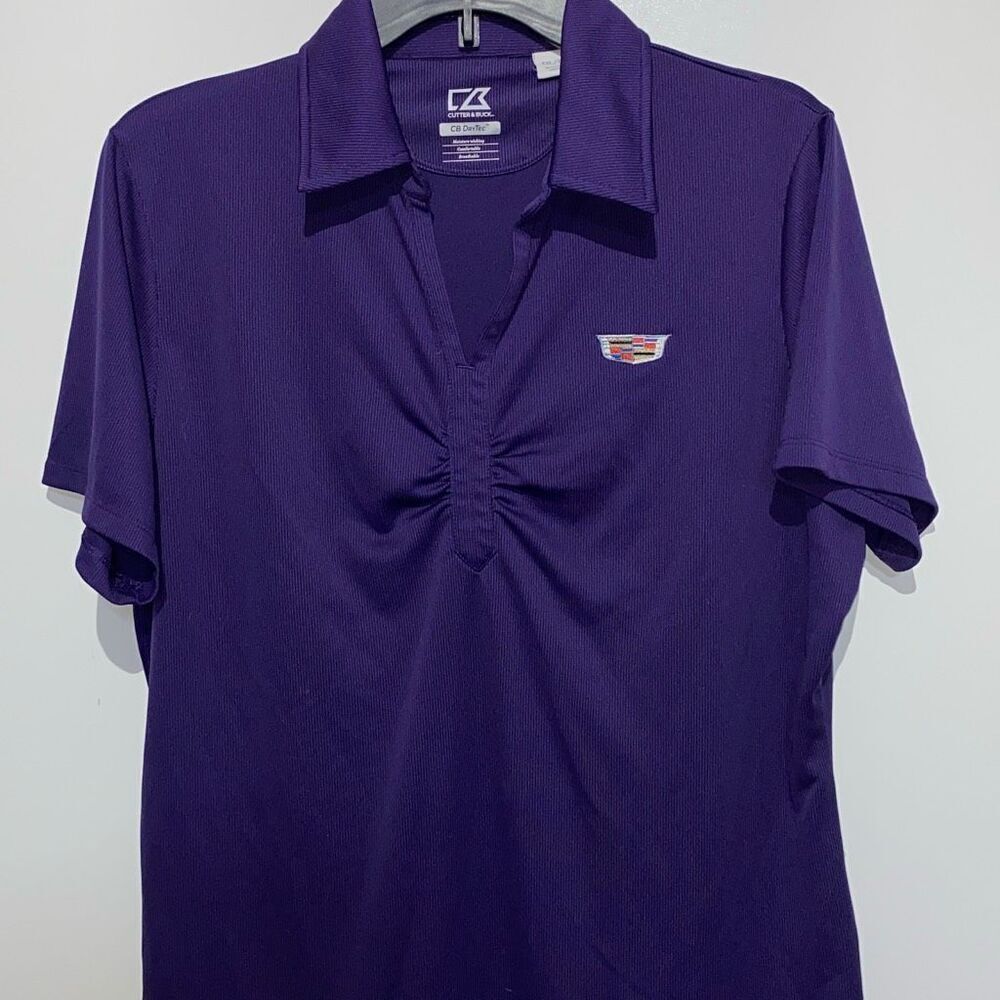 Cutter & Buck Women's Purple‎ CB Drytec Moisture Wicking Ruched Polo Shirt XXL